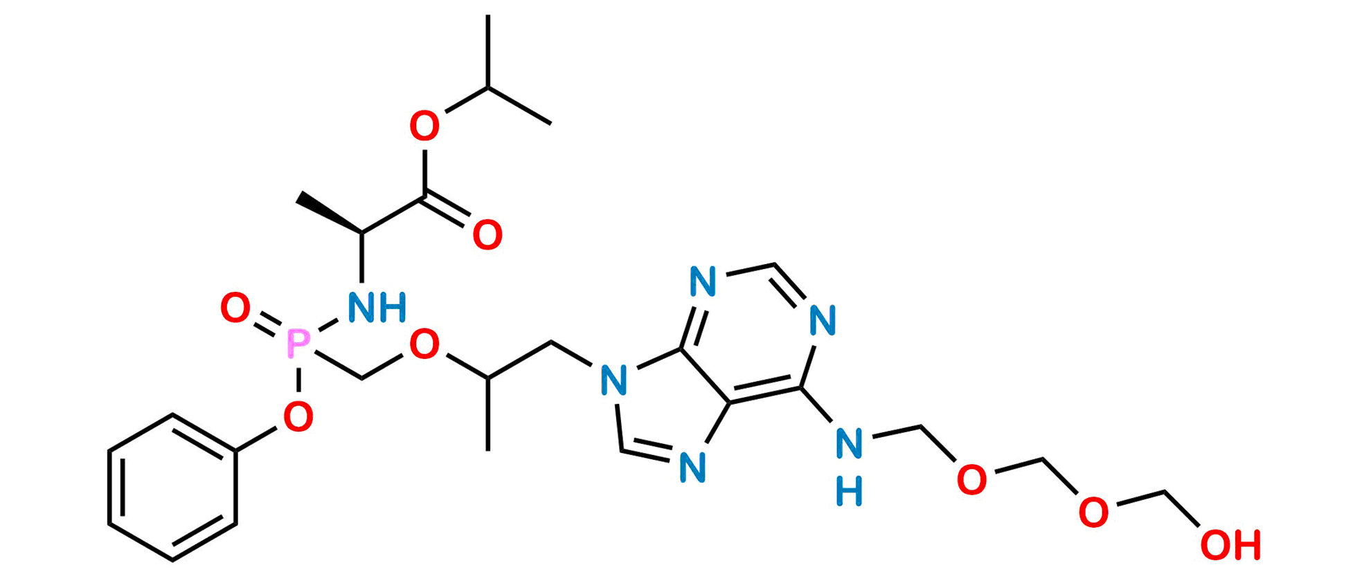 Picture of Tenofovir Alfenamide N-hydroxy methyl methoxy impurity